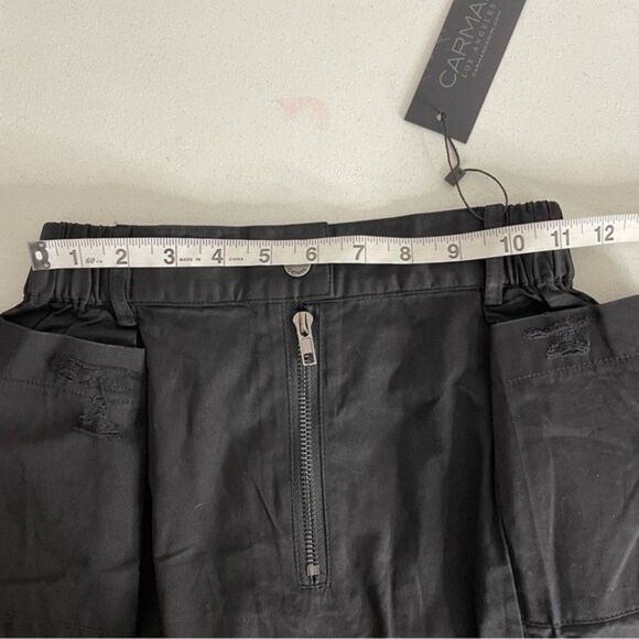 Carmar Women's Black Distressed Cargo Mini Skirt Size 8 New With Tags - Picture 10 of 12